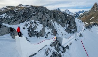 Pierre Vaultier seen on his reshape course in Serre Chevalier, France, February 3-4, 2022 // Tristan Shu / Red Bull Content Pool // SI202203030929 // Usage for editorial use only //