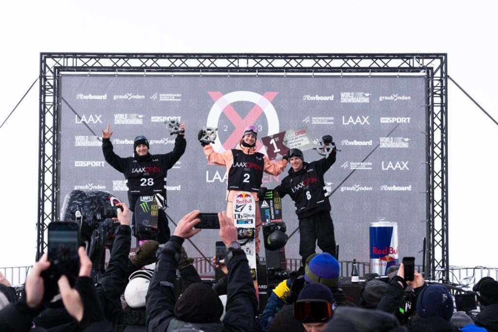 Marcus Kleveland first place at the Laax Open in Laax, Switzerland on January 22, 2023. // Lorenz Richard / Red Bull Content Pool // SI202301230023 // Usage for editorial use only //